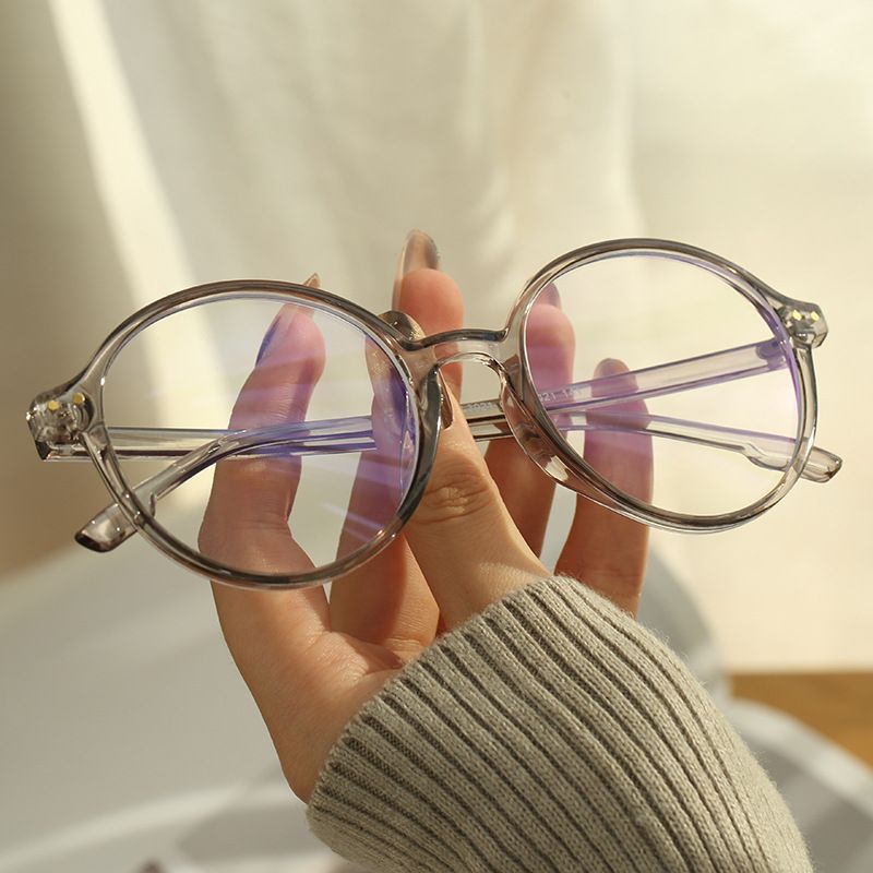 Unisex Transparent Art Round Frame Glasses Frame Female Anti-blue Net Red Flat Light Mirror_maomaolike.com
