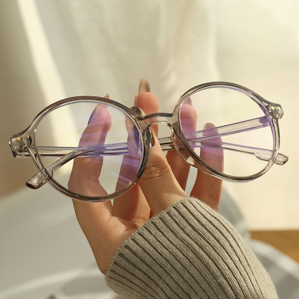 Unisex Transparent Art Round Frame Glasses Frame Female Anti-blue Net Red Flat Light Mirror_maomaolike.com