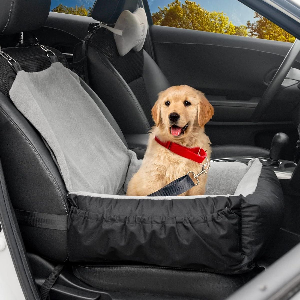 IFurffy Dog Car Seat, Pet Car Seat With Storage Pockets And Clip-On Safety Leash, Washable Coral Fleece Dog Booster Seat For Small Medium Dogs, Small Dog Car Seat For Travel Dog Car Bed (Grey)_maomaolike.com