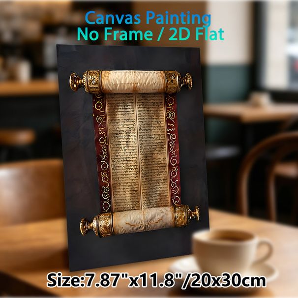 Ancient Scroll Painting Poster, Vintage Aged Scroll With Elaborate Ancient Script Poster, Brings Classic Historical Charm, Suitable For Study, Home_maomaolike.com