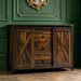Buffet Cabinet Kitchen Sideboard With Sliding Barn Doors, Brown_maomaolike.com