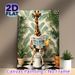 Giraffe Bathroom Themed Painting Poster, Playful Tropical-style Poster Featuring A Bespectacled Giraffe Reading Newspaper On Toilet, Lighthearted_maomaolike.com
