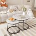 Nesting Coffee Table Set Of 2, 27.6inch Round Coffee Table Industrial Wood Finish With Sturdy Metal Frame, End Table Side Tables For Living Room Bedroom Balcony Yard_maomaolike.com