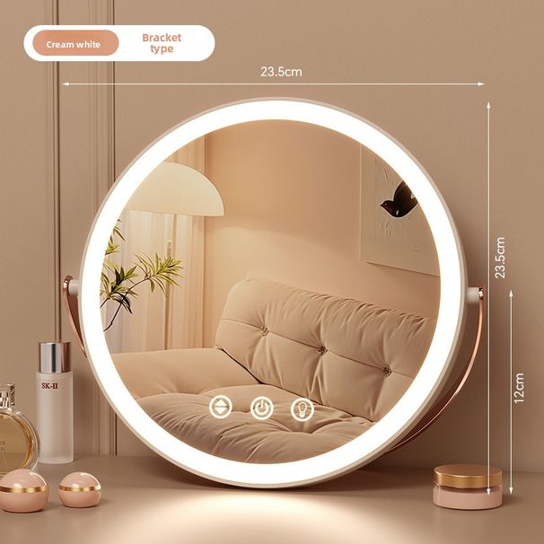 Makeup Mirror, Desktop, Rotatable Dressing Mirror, Creamy-style Smart Illuminated High-end Bedroom Vanity Mirror_maomaolike.com