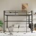 Metal Loft Bed Twin Size, Loft Bed Frame With Safety Guard Rails & Flat Ladder, Twin Loft Bed For Kids Teens Adults, Black_maomaolike.com
