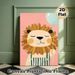 Cartoon Lion Painting Poster, Cute Pastel-toned Cartoon Style Poster, Cheerful Lion In Overalls Holding Balloon, Ideal For Bedroom And Living Room_maomaolike.com