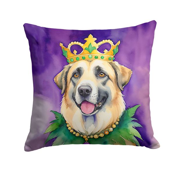 Anatolian Shepherd Dog King Of Mardi Gras Throw Pillow Machine Washable, Indoor Outdoor Decorative Pillow For Couch, Bed Or Patio, 14Hx14W_maomaolike.com
