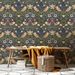 45cm*300cm Peel And Stick Vintage Botanical Wallpaper – Dark Floral Bird Design, Removable & Waterproof, Luxury Nordic Wall Decor_maomaolike.com