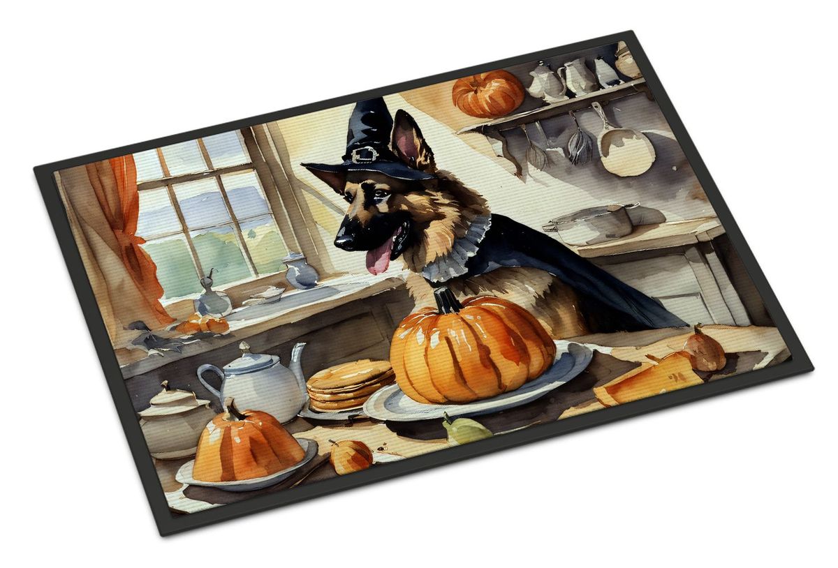 German Shepherd Fall Kitchen Pumpkins Doormat Front Door Mat Indoor Outdoor Rugs For Entryway, Non Slip Washable Low Pile, 24H X 36W_maomaolike.com