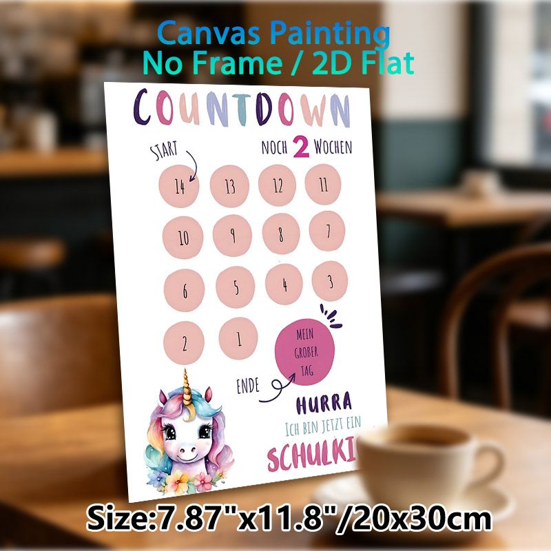 Unicorn Themed Countdown Painting Poster, Soft Watercolor Style Poster, Pastel-colored Countdown Chart With Cute Unicorn, Practical Tool For Counting_maomaolike.com
