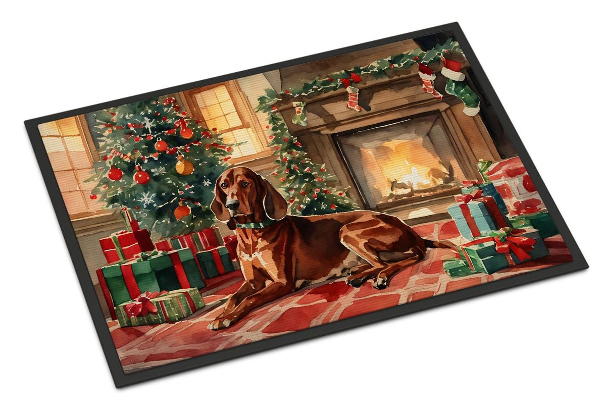 Redbone Coonhound Cozy Christmas Doormat Front Door Mat Indoor Outdoor Rugs For Entryway, Non Slip Washable Low Pile, 24H X 36W_maomaolike.com