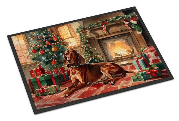 Redbone Coonhound Cozy Christmas Doormat Front Door Mat Indoor Outdoor Rugs For Entryway, Non Slip Washable Low Pile, 24H X 36W_maomaolike.com