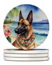 Belgian Malinois Luau Large Sandstone Coasters Pack Of 4 Absorbent Round Coasters Decor Gifts For Men Or Women, 4 In, Multicolor_maomaolike.com
