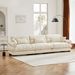 Extra Large 3 Seat Modern Velvet Sofa, Oversize Sofa, Clould Like Comfortable Seat And Back Support, With Waist Pillows And Throw Pillows, Cream_maomaolike.com