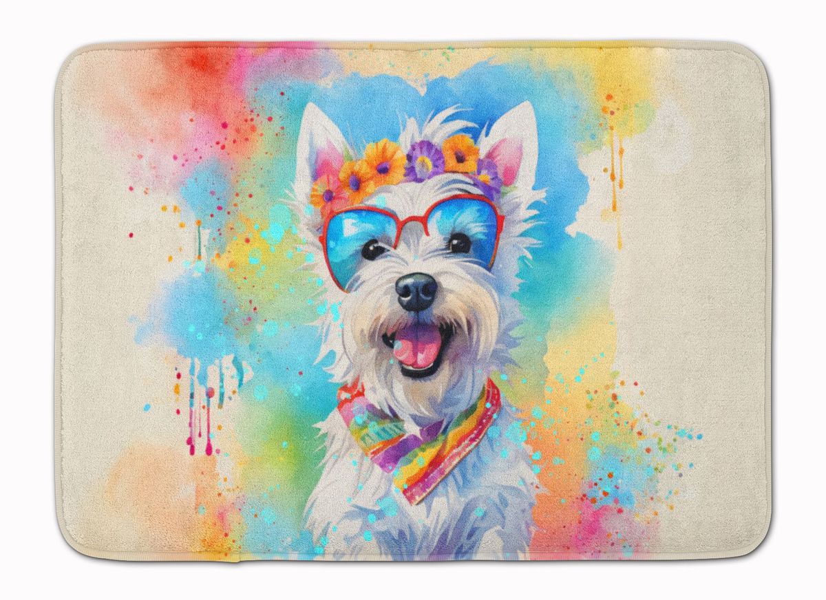 Westie Hippie Dawg Memory Foam Kitchen Mat Machine Washable Anti-Fatigue Mat Cushion Comfort Bath Mat Or Kitchen Rug_maomaolike.com