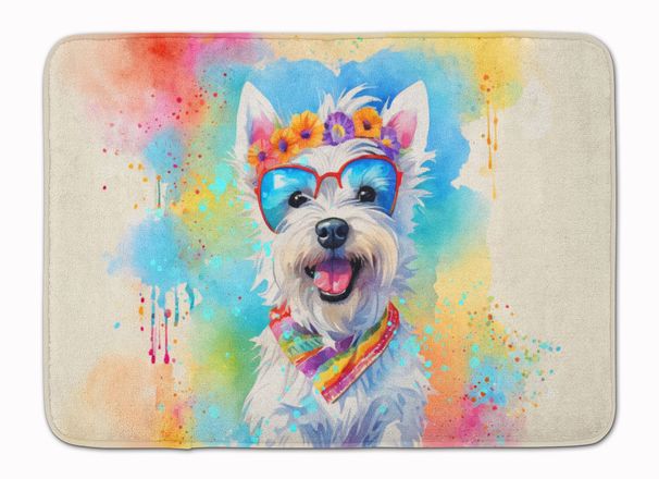 Westie Hippie Dawg Memory Foam Kitchen Mat Machine Washable Anti-Fatigue Mat Cushion Comfort Bath Mat Or Kitchen Rug_maomaolike.com