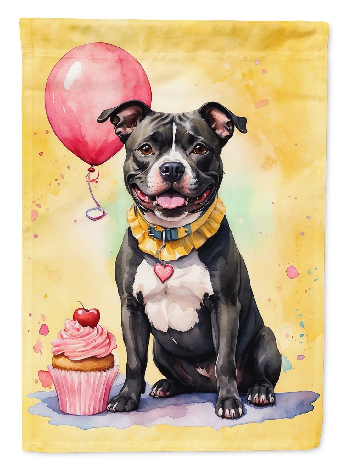 Staffordshire Bull Terrier Happy Birthday Garden Flag Mailbox Flag Decorative Yard Flag Banner Outside Patio Artwork Yard Flower Beds, Garden Size, Multicolor_maomaolike.com
