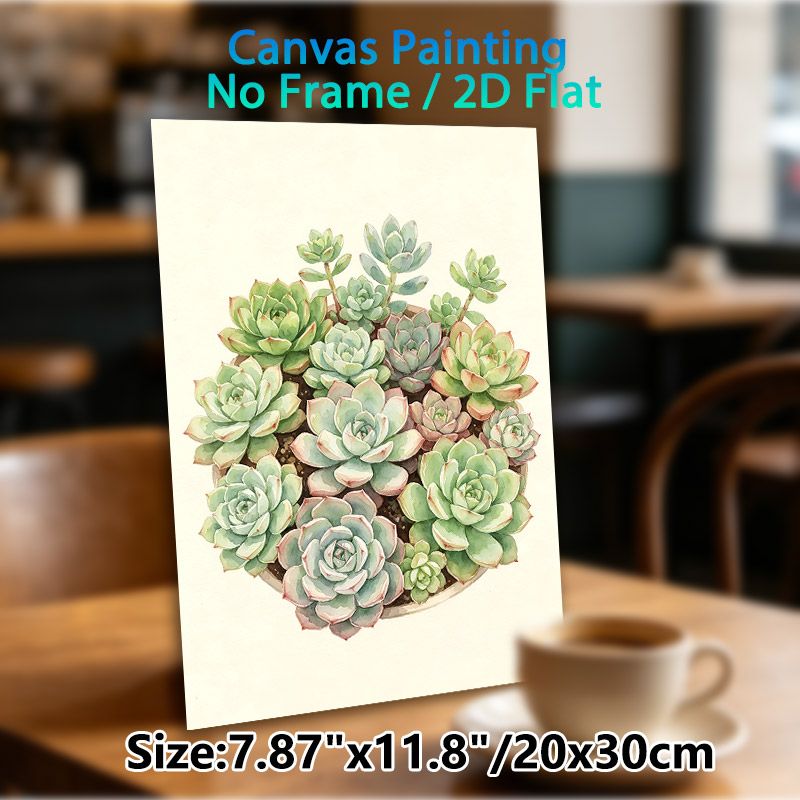 Succulent Themed Painting Poster, Delicate Watercolor Style Mixed Succulent Cluster Poster, Brings Fresh Natural Vibe, Ideal For Home, Office And_maomaolike.com