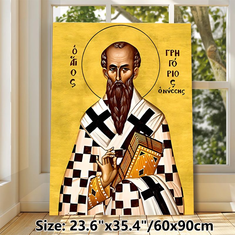 Saint Gregory Orthodox Icon Painting Poster, Traditional Byzantine-style Gilded Religious Figure With Sacred Book Poster, Serene Devotional Artwork_maomaolike.com