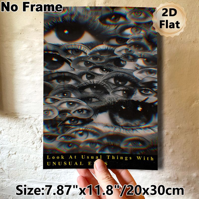 Surreal Eyes Painting Poster, Glitch-style Monochrome & Color-distorted Eyes Poster, Thought-provoking Unique Design, Ideal For Home Studio, Living_maomaolike.com