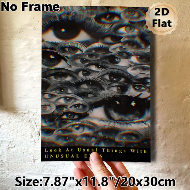 Surreal Eyes Painting Poster, Glitch-style Monochrome & Color-distorted Eyes Poster, Thought-provoking Unique Design, Ideal For Home Studio, Living_maomaolike.com