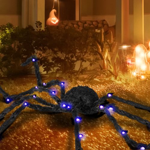 HOMCOM 3.25 Outdoor Halloween Decoration, Light-up Oversized Spider Halloween Prop With Light Up Bendable Legs_maomaolike.com