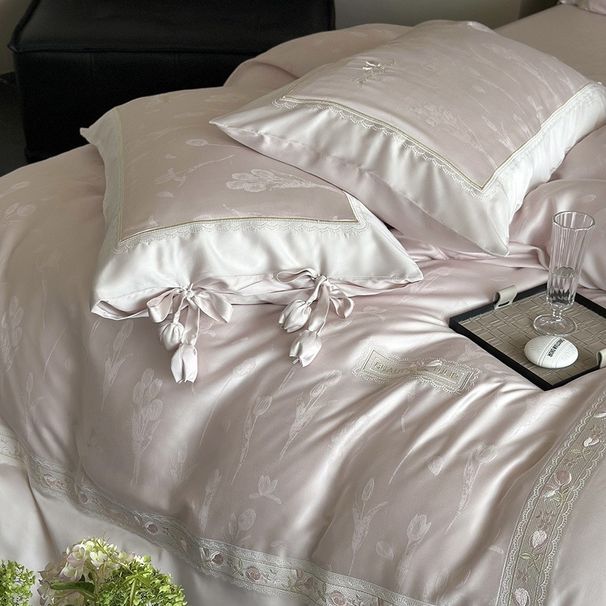 1YLS Romantic Lenzing Tencel Pure Cotton Four-Piece Home Textile High-End Silky Bedding Set Light Luxury_maomaolike.com