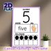 Number 5 Learning Painting Poster, Clear Educational Number Poster, Supports Number Recognition, Sign Language Learning And Counting Practice_maomaolike.com