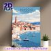 Ajaccio Corsica Coastal Town Painting Poster, Warm-toned Retro Harbor Scene Poster, Serene Travel-inspired Wall Decor Suitable For Living Room_maomaolike.com
