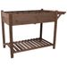 8 Pockets Horticulture Raised Garden Bed Elevated Wood Planter Box Stand With Foldable Side Table And Storage Shelf For Herb/Vegetables/Flowers, Dark Brown Color_maomaolike.com
