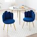 Modern Velvet Dining Chairs Set Of 2, Upholstered Woven Dining Chair With Golden Metal Legs, Upholstered Dining Chairs For Dining Room, Kitchen, Vanity, Living Room BLUE_maomaolike.com
