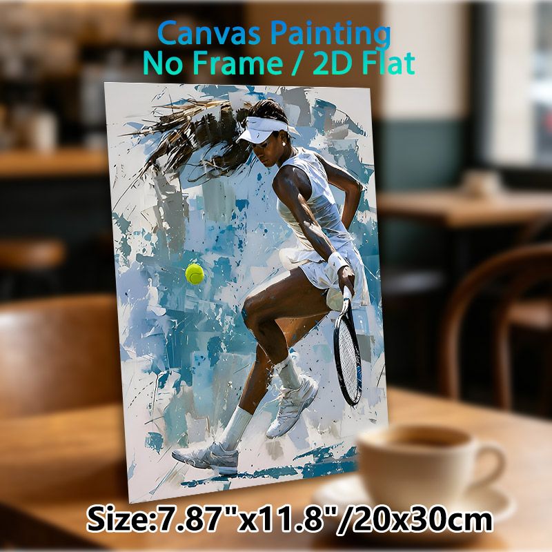 Tennis Themed Painting Poster, Bold Abstract Dynamic Female Tennis Player In Action Poster, Vibrant Sports-inspired Wall Art Ideal For Gym, Sports_maomaolike.com
