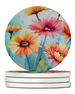Gerbera Daisies In Watercolor Large Sandstone Coasters Pack Of 4 Absorbent Round Coasters Decor Gifts For Men Or Women, 4 In, Multicolor_maomaolike.com