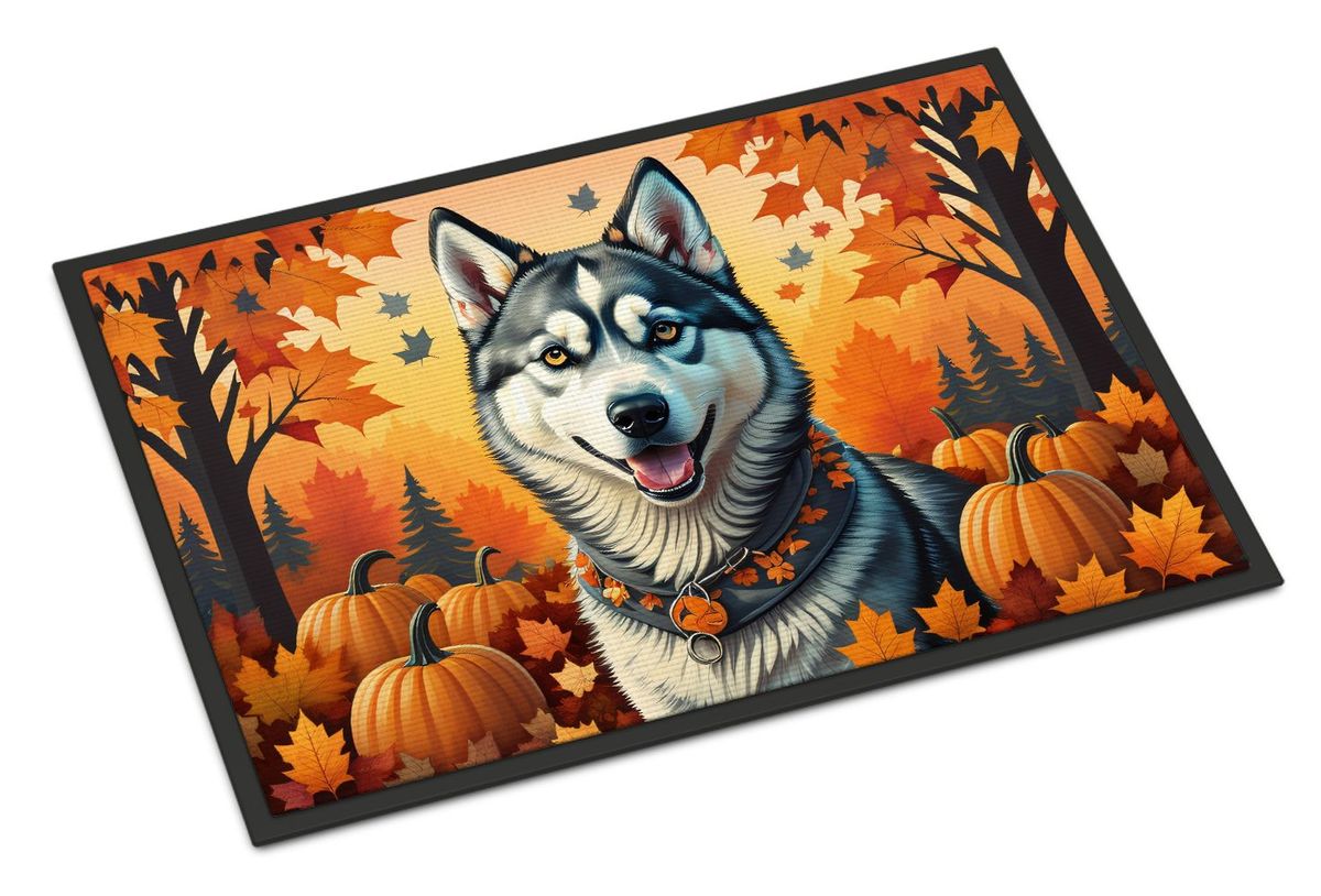 Siberian Husky Fall Doormat Front Door Mat Indoor Outdoor Rugs For Entryway, Non Slip Washable Low Pile, 24H X 36W_maomaolike.com