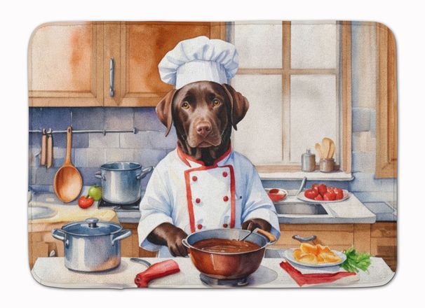 Chocolate Labrador Retriever The Chef Memory Foam Kitchen Mat Machine Washable Anti-Fatigue Mat Cushion Comfort Bath Mat Or Kitchen Rug_maomaolike.com