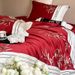 New Chinese Red Wedding 100S Long Staple Cotton Brushed Four-Piece Set National Style Bamboo Leaf Embroidery Quilt Cover All-Cotto_maomaolike.com