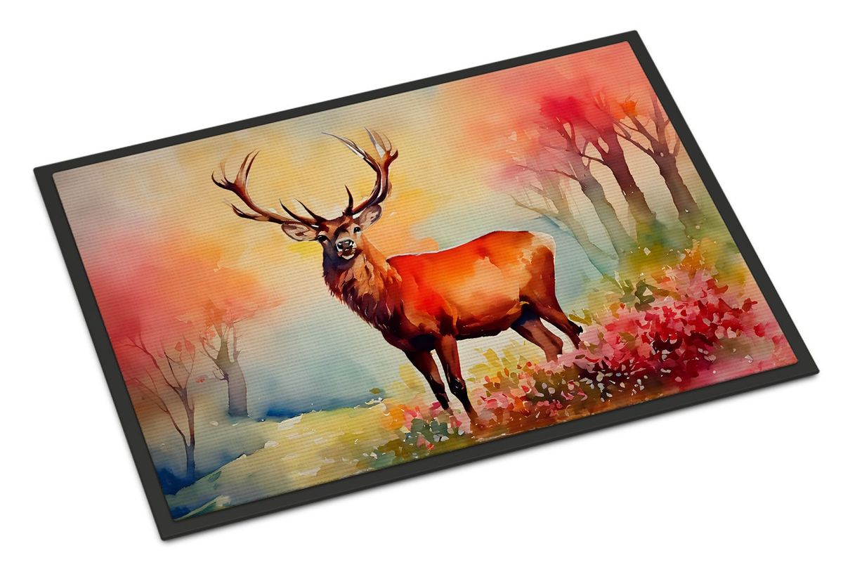 Deer Stag Doormat Front Door Mat Indoor Outdoor Rugs For Entryway, Non Slip Washable Low Pile, 24H X 36W_maomaolike.com