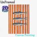 Sardine Themed Painting Poster, Realistic Sardines On Vibrant Orange Vertical Stripes Poster, Elegant Marine-inspired Decor Ideal For Kitchen And_maomaolike.com