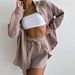 Women's Clothing new arrival lapel loose shirt high waist shorts two piece fashion casual suit_maomaolike.com