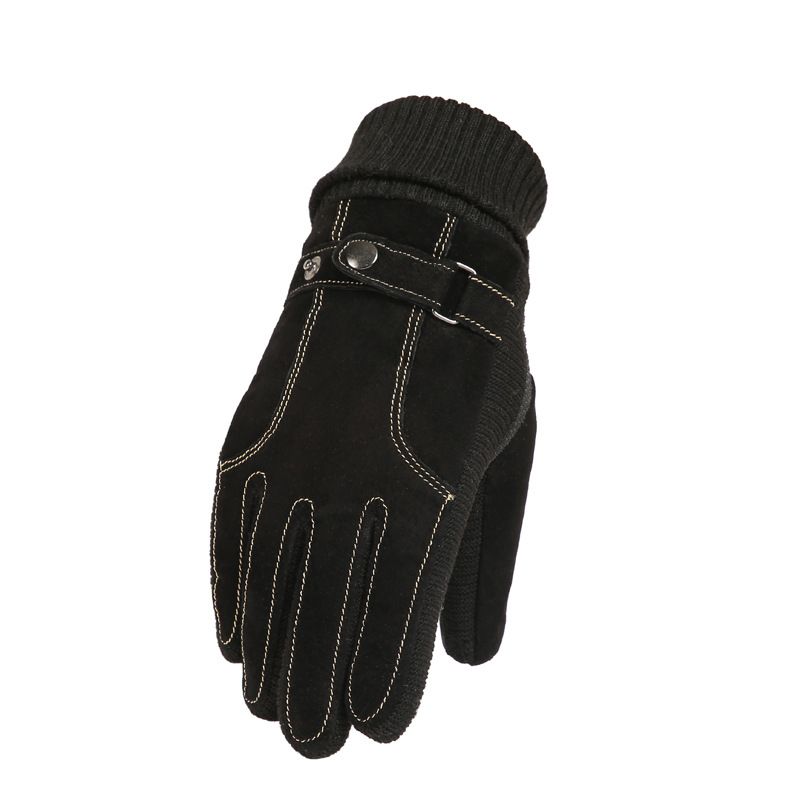 Men's Gloves Pigskin gloves men's winter riding touch screen warm windproof plus velvet thick cotton gloves outdoor riding motorcycle_maomaolike.com