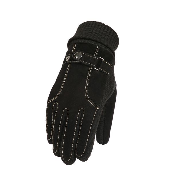 Men's Gloves Pigskin gloves men's winter riding touch screen warm windproof plus velvet thick cotton gloves outdoor riding motorcycle_maomaolike.com