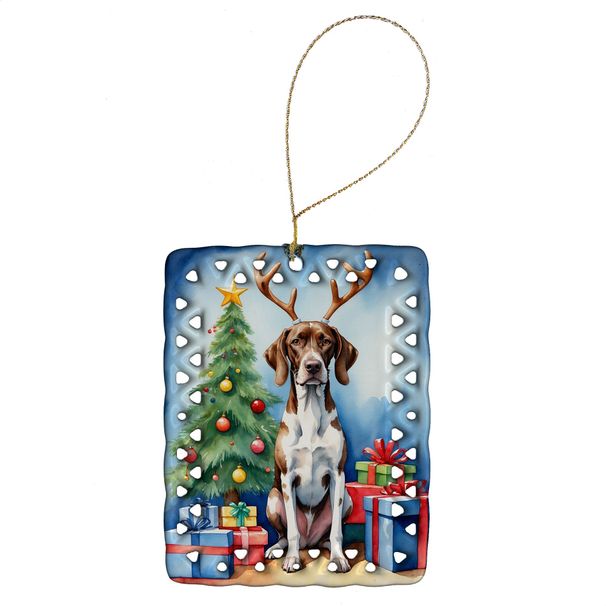 Pointer Christmas Reindeer Porcelain Ornament Christmas Tree Hanging Decorations For Home Christmas Holiday, Rectangle, Gift, Multicolor_maomaolike.com
