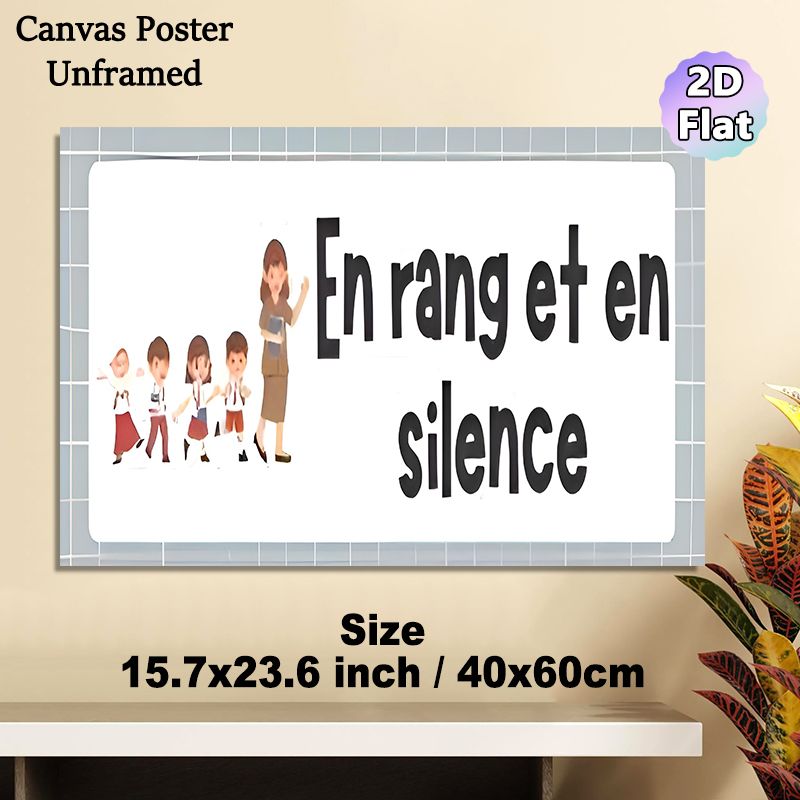 Orderly Classroom Conduct Guidance Painting Poster, Cute Cartoon Teacher & Students Scene Poster, Reminds To Line Up Quietly, Ideal For Classroom_maomaolike.com