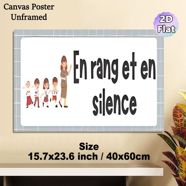 Orderly Classroom Conduct Guidance Painting Poster, Cute Cartoon Teacher & Students Scene Poster, Reminds To Line Up Quietly, Ideal For Classroom_maomaolike.com