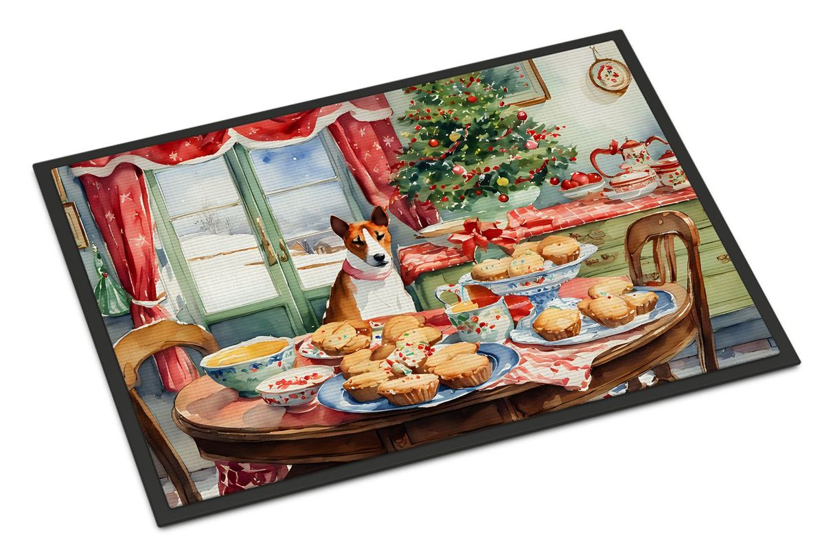 Basenji Christmas Cookies Doormat Front Door Mat Indoor Outdoor Rugs For Entryway, Non Slip Washable Low Pile, 24H X 36W_maomaolike.com