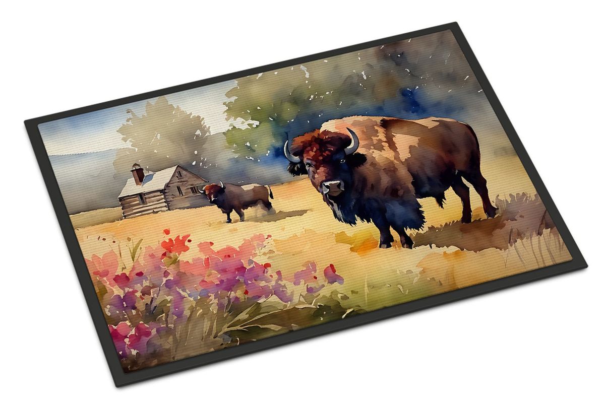 Wood Bison Doormat Front Door Mat Indoor Outdoor Rugs For Entryway, Non Slip Washable Low Pile, 24H X 36W_maomaolike.com