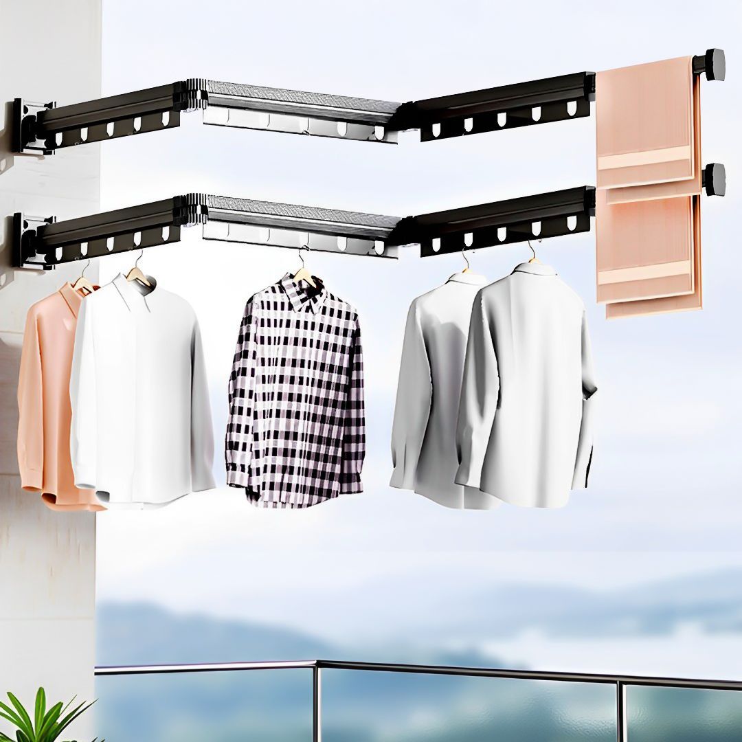 SOGA 2X 127.5cm Wall-Mounted Clothing Dry Rack Foldable Hanger_maomaolike.com
