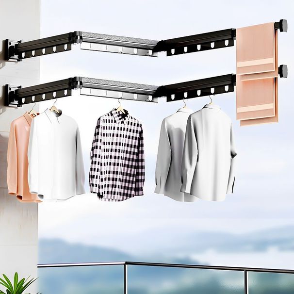 SOGA 2X 127.5cm Wall-Mounted Clothing Dry Rack Foldable Hanger_maomaolike.com