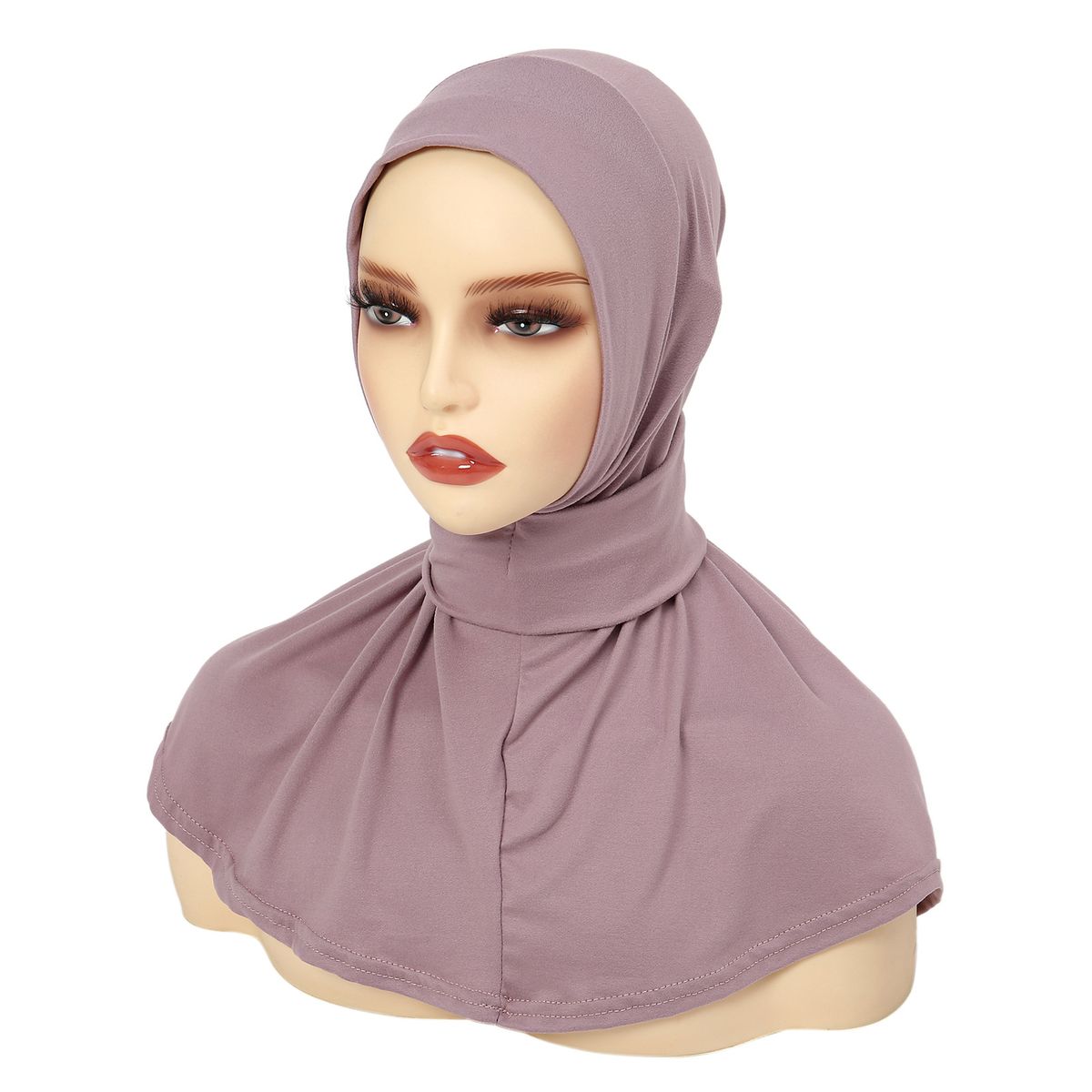 solid color hijab for women cross-border Malay hijab two buttons tied hijab hat_maomaolike.com