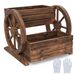 2-Tier Raised Garden Bed Rustic Fir Wood Wagon Shape With Drainage Holes And Wheels For Growing Flowers Or Displaying Potted Plants_maomaolike.com